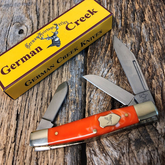 GERMAN CREEK 3 3/4" Stockman Pocket Knife Three Blade DREAMSICLE NEW