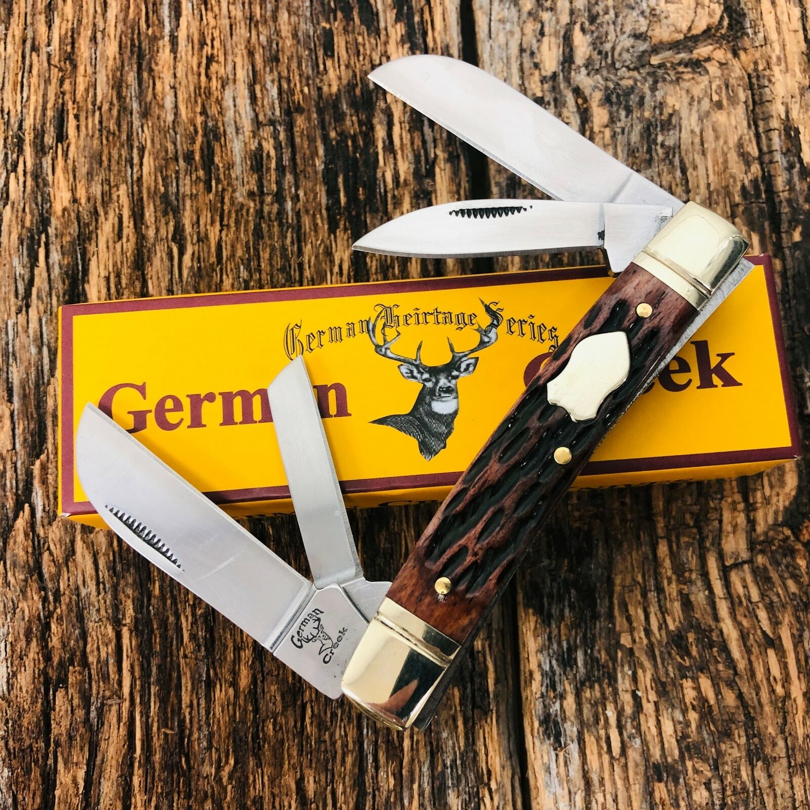 GERMAN CREEK 3 5/8 Congress Pocket Knife 4 Blades, Brand New JIGGED B – KY  KNIVES
