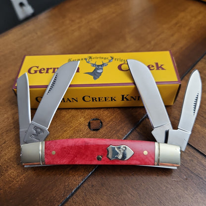 GERMAN CREEK 3 5/8" Congress Pocket Knife 4 Blades, Brand New SMOOTH RED BONE