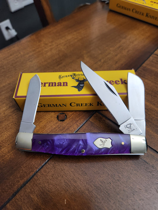 GERMAN CREEK 4 1/4" Large Stockman Pocket Knife Three Blade PLUM PURPLE Handle NEW!!!