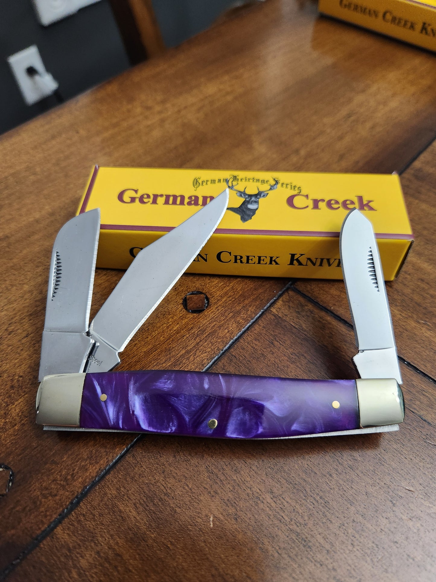 GERMAN CREEK 4 1/4" Large Stockman Pocket Knife Three Blade PLUM PURPLE Handle NEW!!!