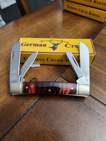 GERMAN CREEK 3 5/8" Congress Pocket Knife 4 Blades, Brand New Pumpkin Seed