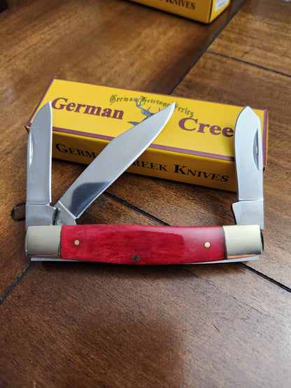 GERMAN CREEK 3 3/4" Stockman Pocket Knife Three Blade Smooth Red Bone NEW