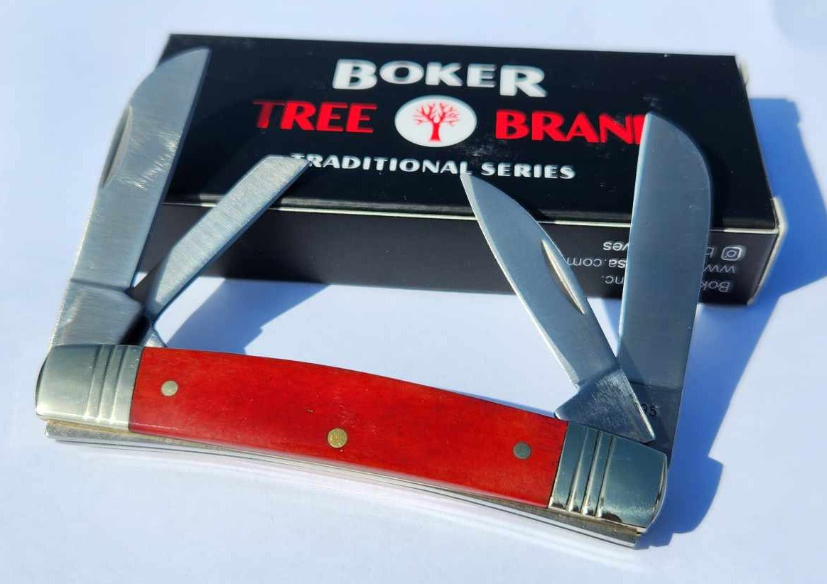 Boker Tree Brand Congress Smooth Red Bone 1095 Carbon Steel Blades