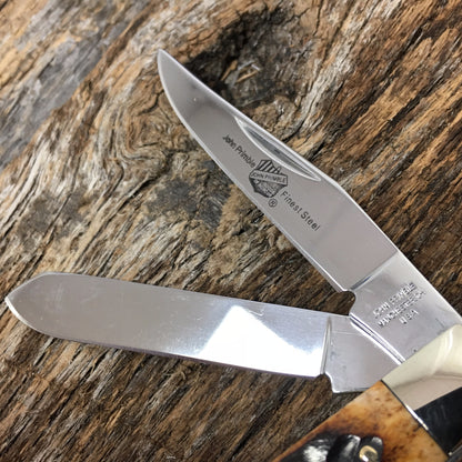 JOHN PRIMBLE 3 1/2" TRAPPER Pocket Knife Brown Jigged Bone handles New JP300078JB