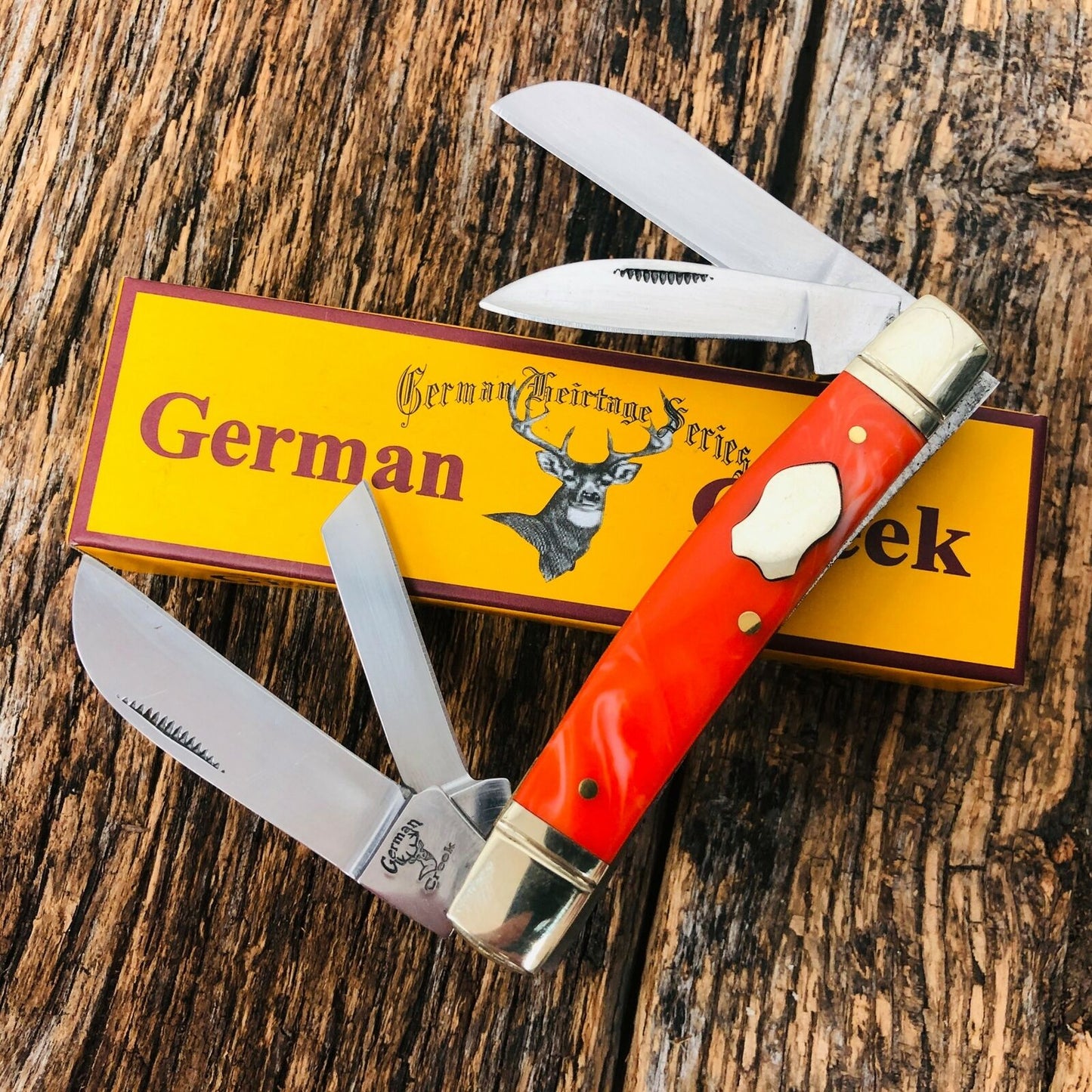GERMAN CREEK 3 5/8" Congress Pocket Knife 4 Blades, Brand New DREAMSICLE