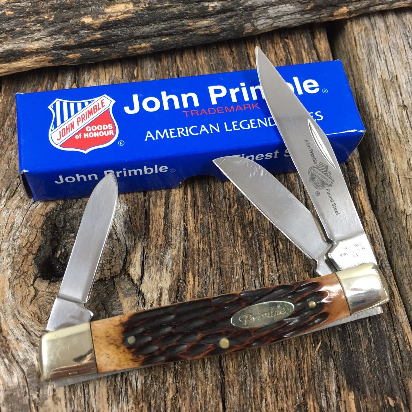 John Primble 4" Stockman Pocket Knife JIGGED BONE 3 Blade NEW JP300076JB