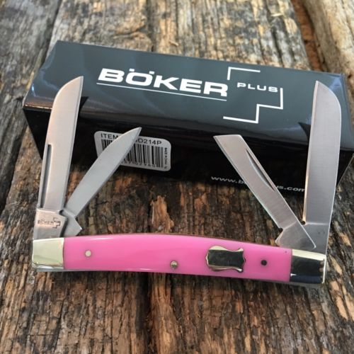 BOKER PLUS 3 5/8" PINK Handles 4 Blade Congress Folding Pocket Knife BO214P