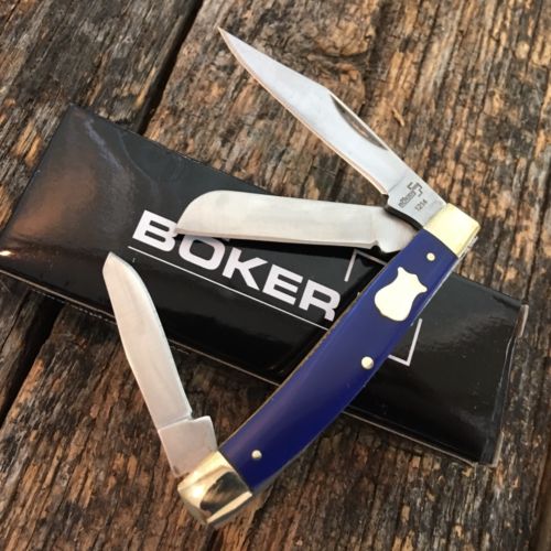 BOKER PLUS Stockman Folding Pocket Knife 3 1/4" BLUE Handles NEW BO234BL